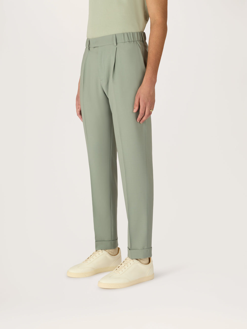 The Tropical Wool 24 Trouser Pleated || Sage | Tropical Wool |