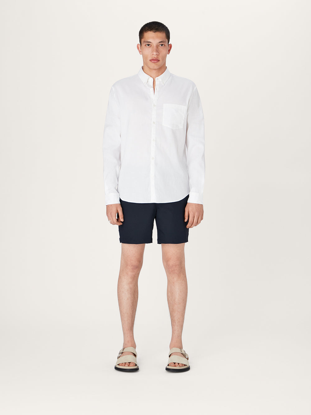 The All Day Shirt Linen Collared || White | Linen
