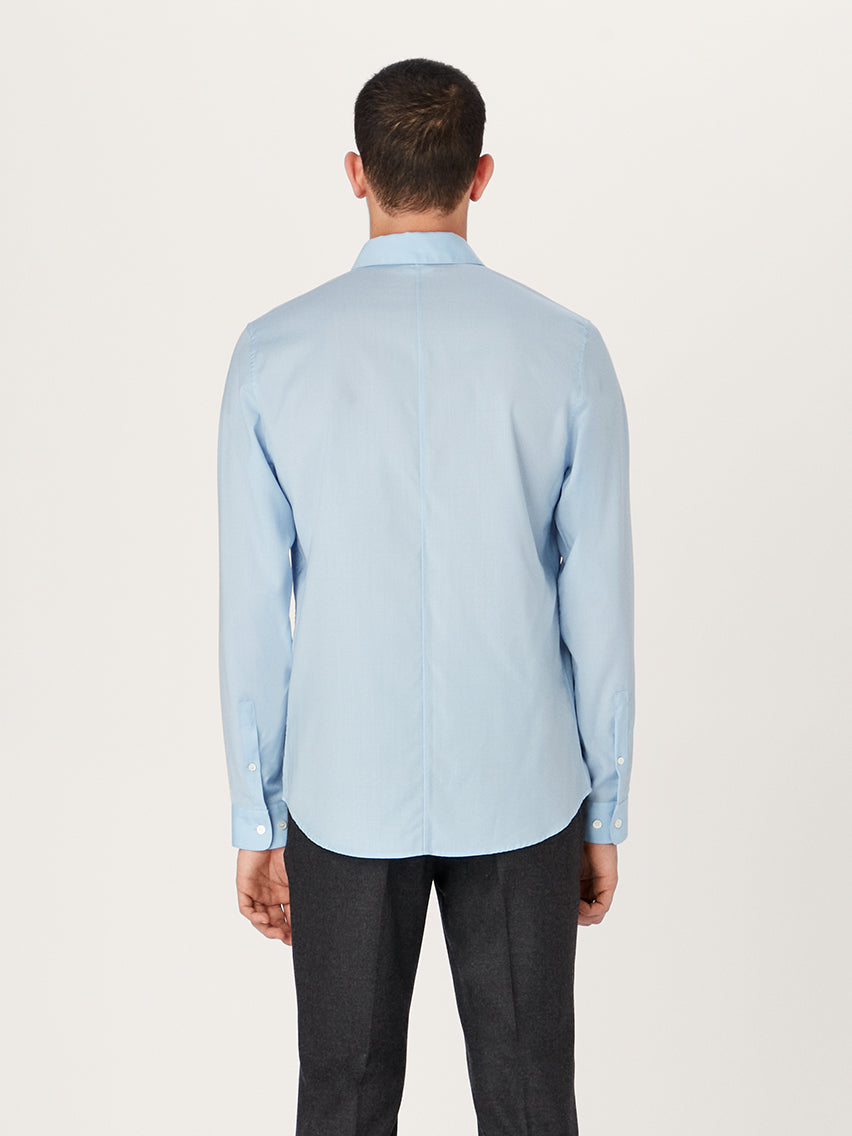 The All Day Shirt Merino Collared || Light Blue | Merino Poplin