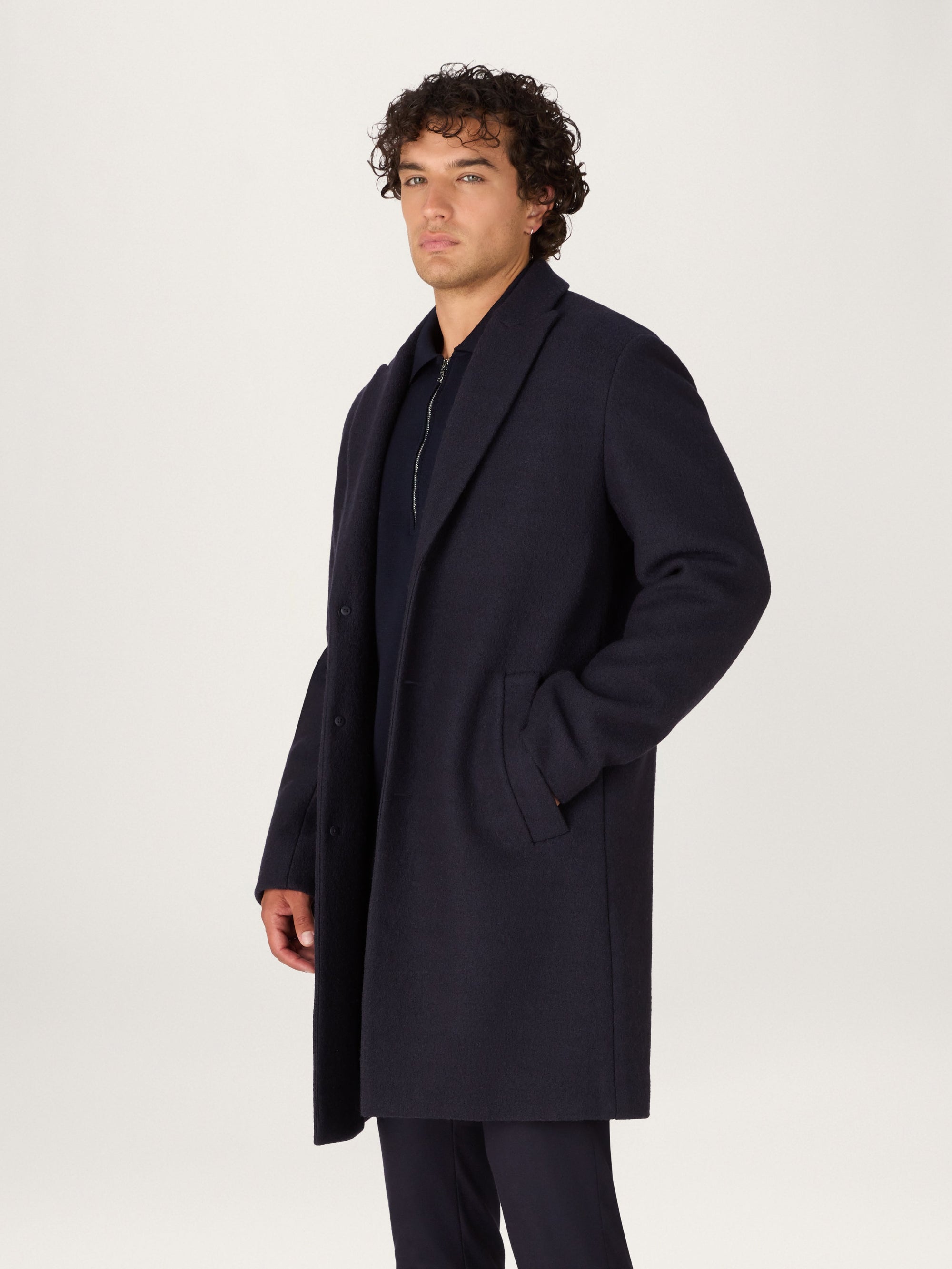 The Jersey Wool Coat || Navy | LESTRANGE