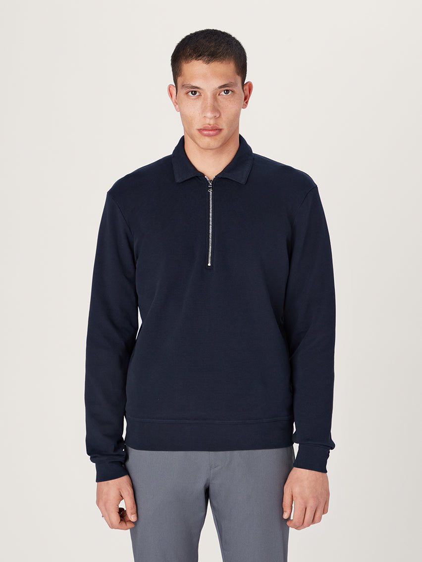 The Easy Zip Sweatshirt || Navy | Organic Cotton
