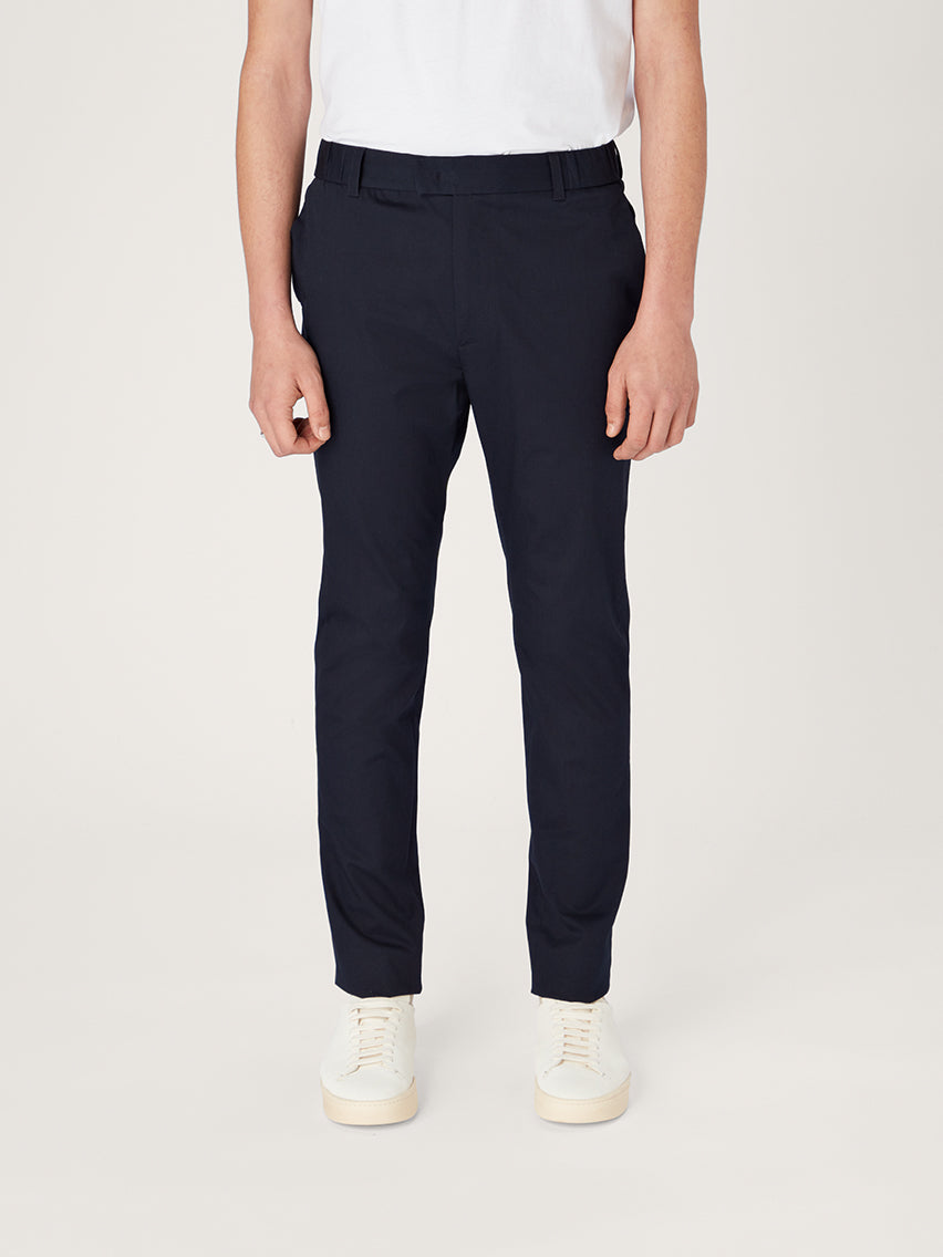 The 24 Trouser || Navy | Stretch Cotton with Belt Loops