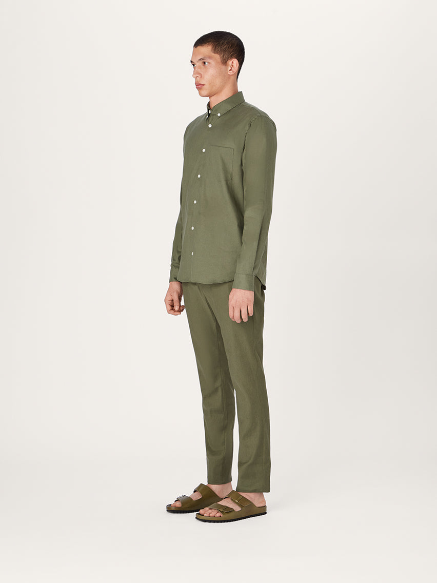 The All Day Shirt Linen Collared || Olive | Linen