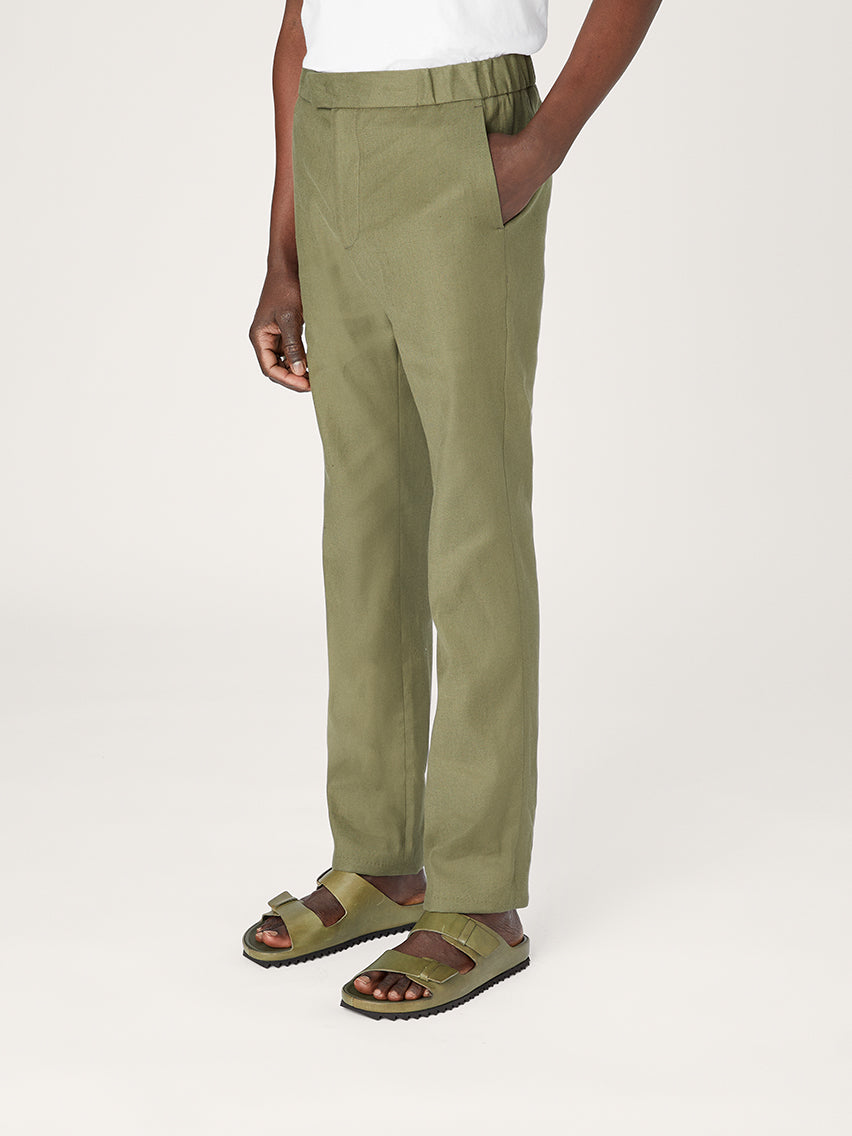 The 24 Trouser Linen || Olive | Linen