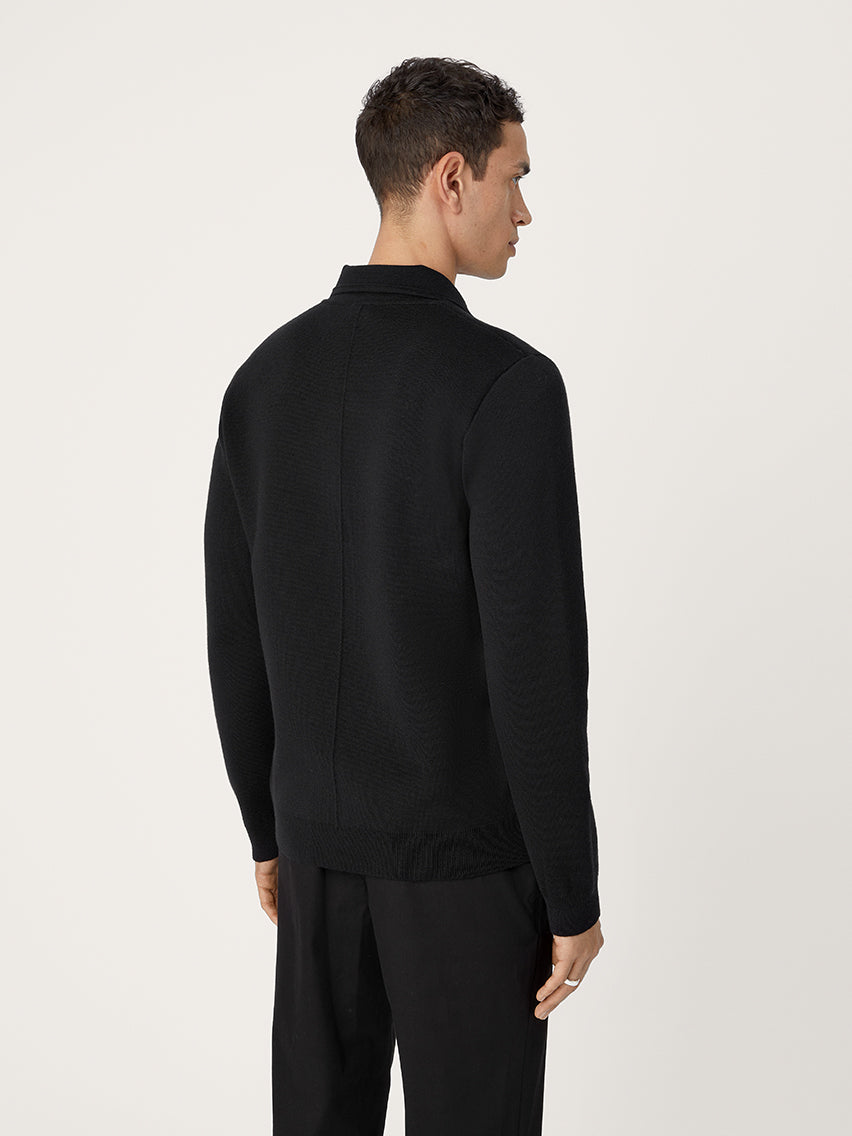 The Easy Zip Sweater || Black | Merino Wool